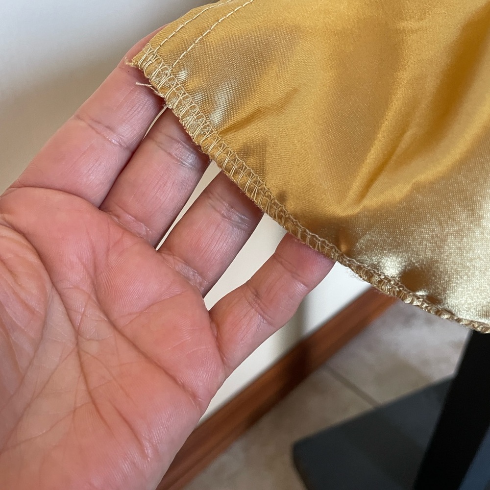 Gold Satin Halter Peplum Zip-Front Top - Picture 7 of 11